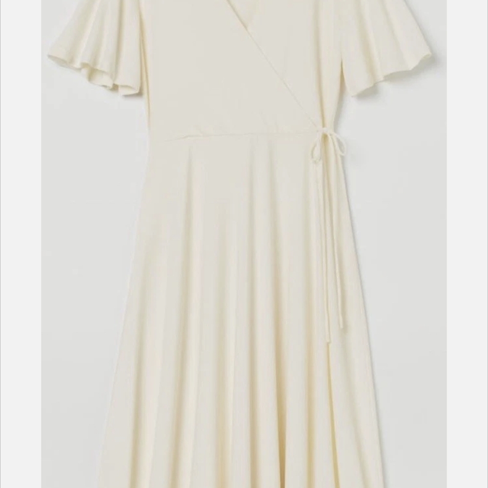 H&M Cream Wrap Maxi Dress with Tie Waist